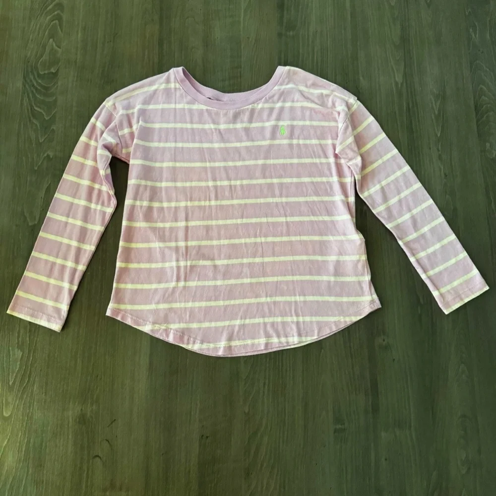 Ralph Lauren girls long sleeves striped tshirt purple white size 6